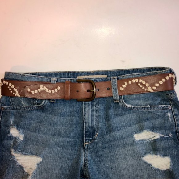 NWOT Sz Small Gap Brown Geniune Leather with Crochet Knots 1.5" Belt - Picture 5 of 13